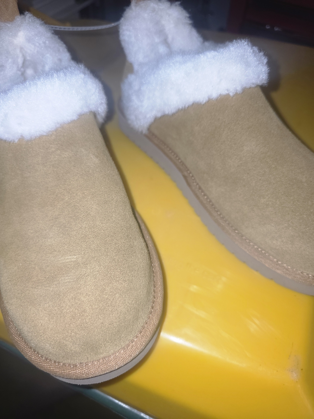 Koolaburra Tan Suede Shearling-Lined Slippers